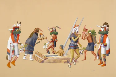 Powamu-ceremonin, 1930-40 (tempera på buffvävt papper)